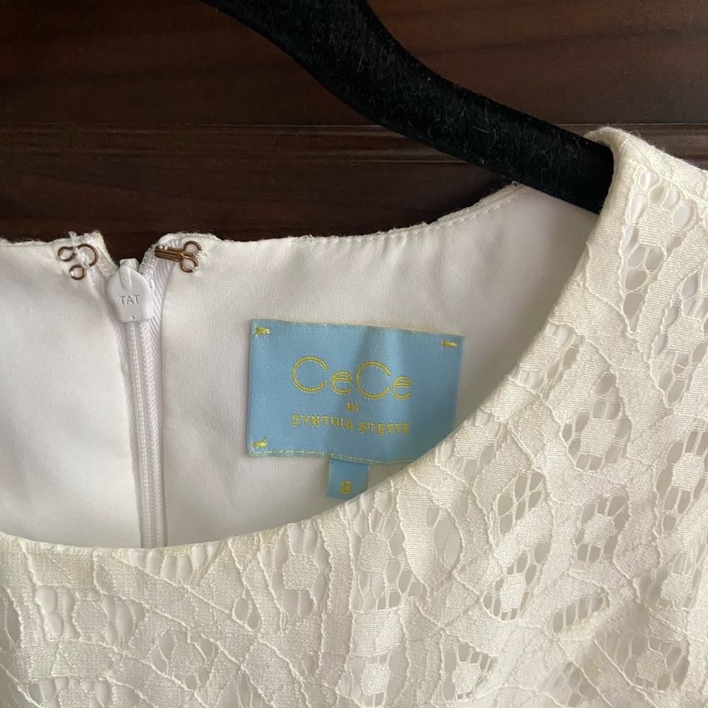 Cece dress, size 8, white w/ lace overlay - Picture 3 of 4